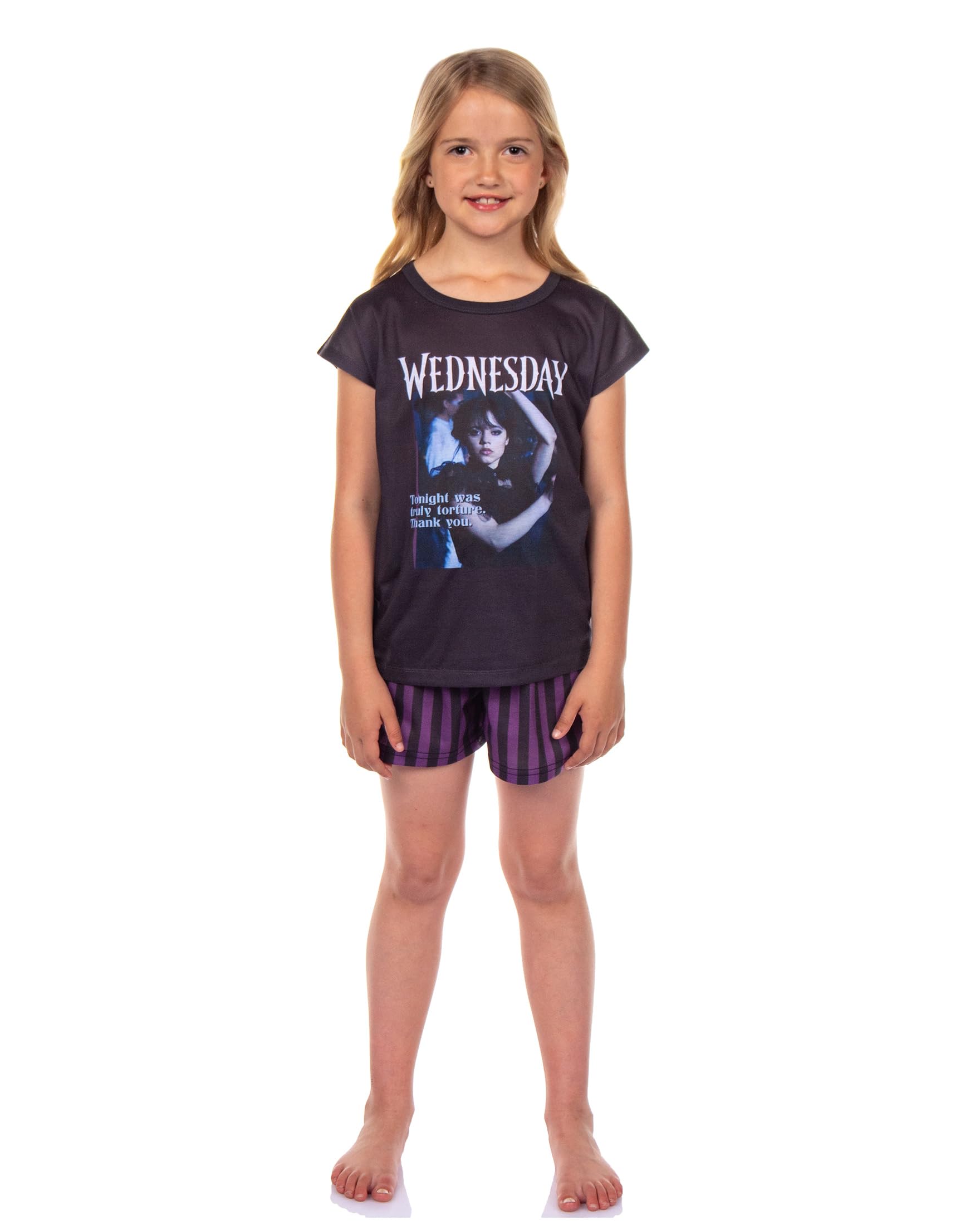INTIMO Addams Family Wednesday Girls' Pajamas Tonight Was Torture Short Sleeve Lounge Sleep Set - Image 5