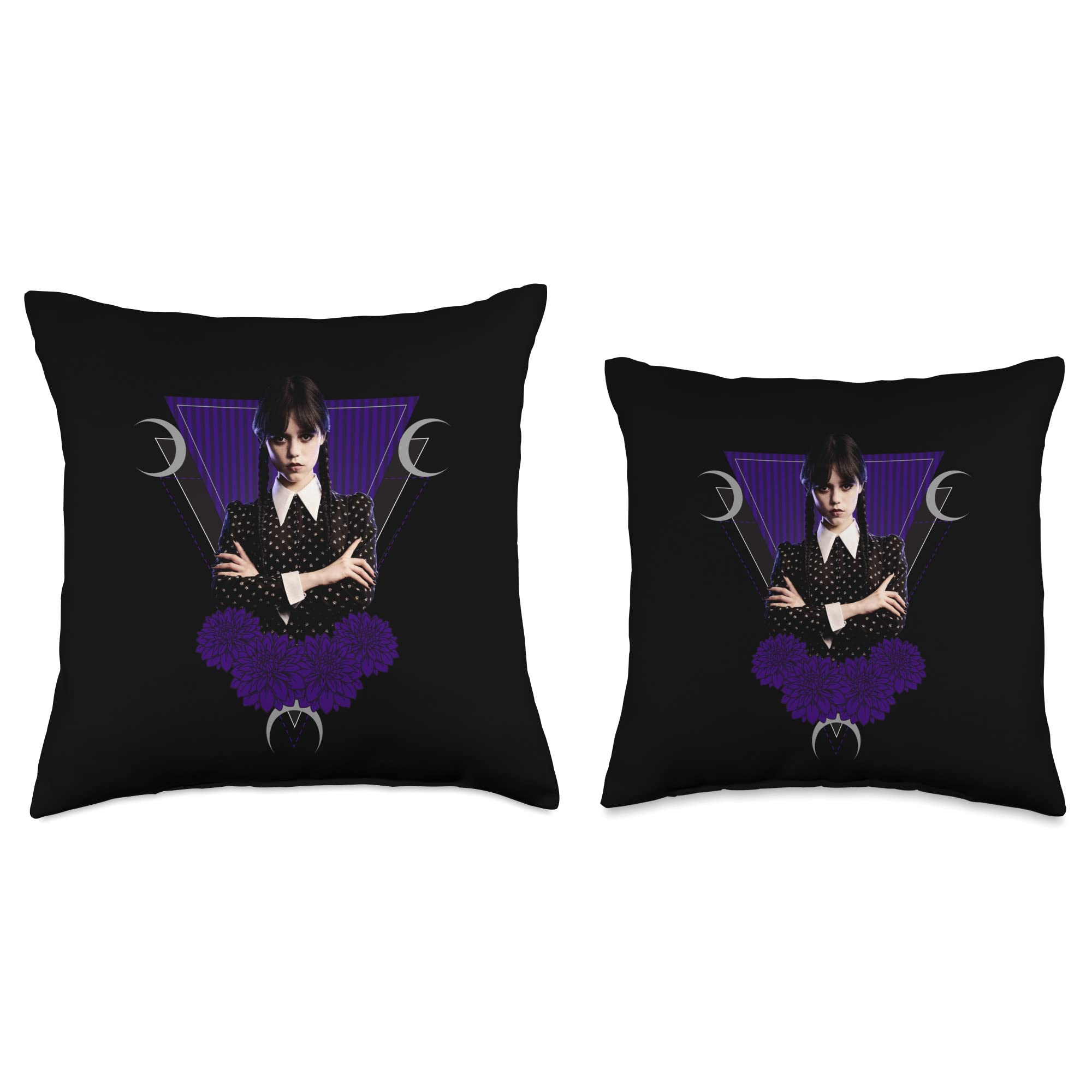 Wednesday Black Dahlias and Moons Throw Pillow - Image 3