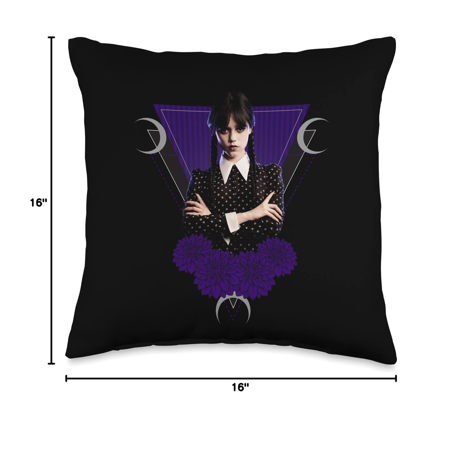 Wednesday Black Dahlias and Moons Throw Pillow - Image 4